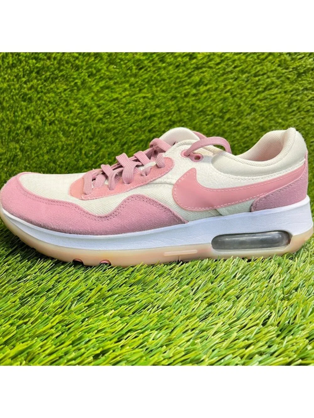 Nike Air Max Motif Girls Size 7Y Pink White Athletic Running Shoes Sneakers